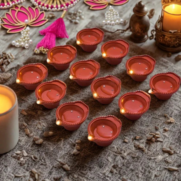 LED Light Water Sensor Diyas Plastic with, Ambient Lights, (Pack of 12)